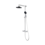 Sistem de dus cu termostat Treska, dus fix 23 cm 3 functii, para mobila 3 functii, furtun dus 1,5m, crom/negru