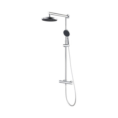 Sistem de dus cu termostat Treska, dus fix 23 cm 3 functii, para mobila 3 functii, furtun dus 1,5m, crom/negru