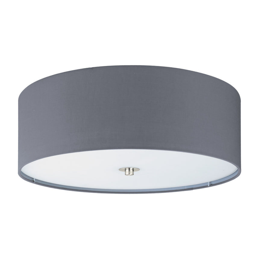 Plafoniera textila, Pasteri, 94921, E27, Gri Mat, 3x60W