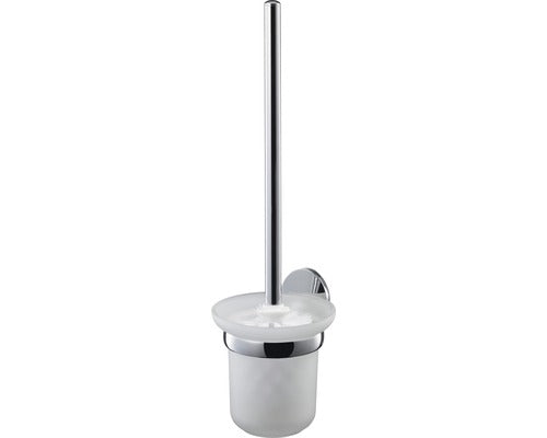 Perie WC cu suport Bisk Emotion, suspendata, sticla mata/crom satinat