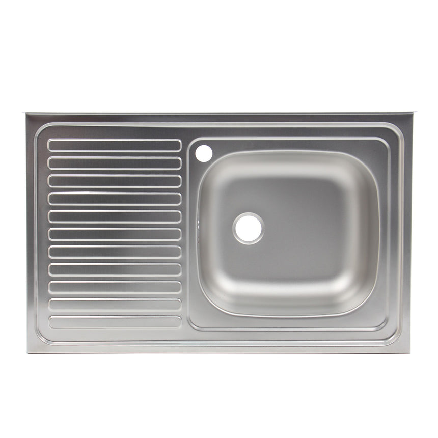 Chiuveta bucatarie inox anticalcar Doruq 1602D cuva pe dreapta 80 x 50 cm