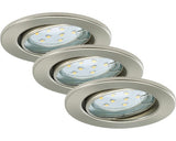Spoturi Led Incastrate Fit Move Gu10 3w Ø86 Mm, Becuri Led Incluse, Nichel Mat, Pachet 3 Bucati