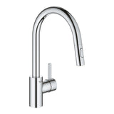 Baterie de bucatarie Grohe Eurosmart Cosmo, 3/8'', pipa inalta, tip C, dus extractabil, crom, 31481001