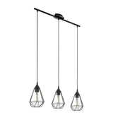 Pendul vintage Tarbes, EGLO, E27, 3x60W, otel negru, 110 x 79 x 17.5 cm, inaltime reglabila