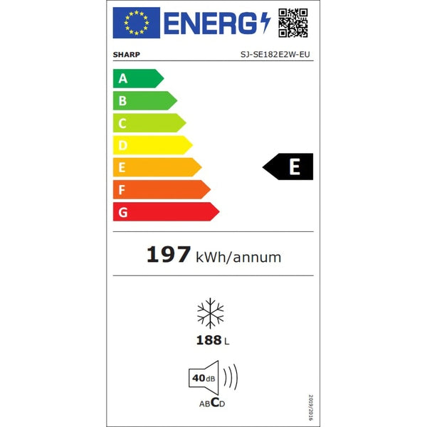 Congelator SHARP SJ-SE182E2W-EU, 188 l, H 145 cm, Clasa E, Alb