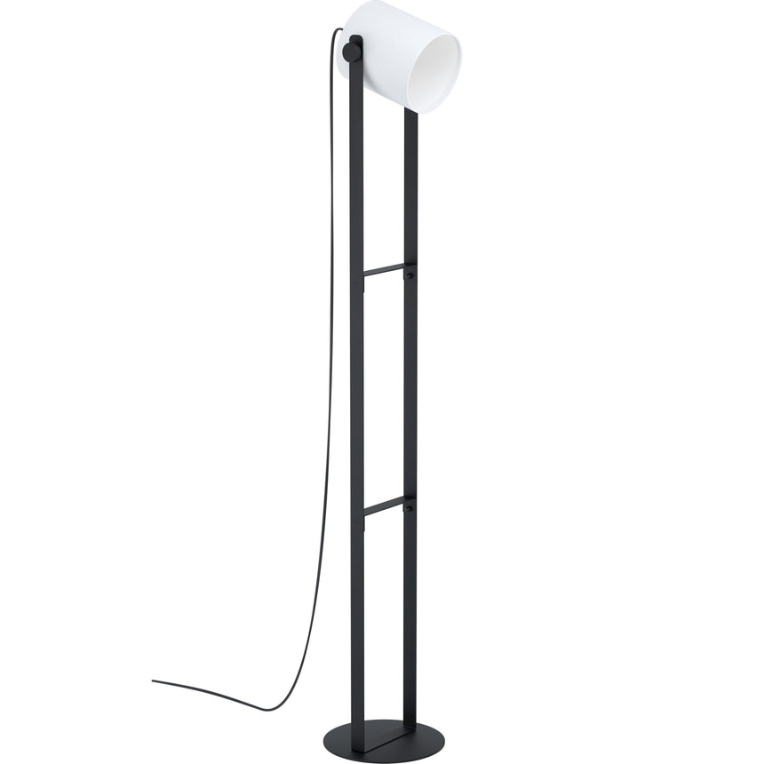 Lampadar vintage Eglo Hornwood 1 43429, E27, 28W, otel/lem/textil, 139.5 cm, Alb/Negru