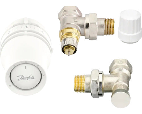 Set Robineti Termostatati Coltar Danfoss 015g5333 1/2”, Cu Cap Termostatic, Alb, 2 bucati