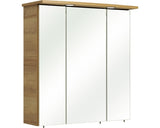 Dulap baie cu oglinda PELIPAL Agira, 3 usi, iluminare LED, PAL, 72x75 cm, alb lucios, IP 44