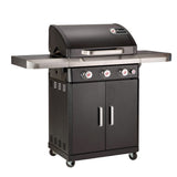 Gratar gaz Landmann Rexton PTS 3.1, cu roti, 3+1 arzatoare, 64x40 cm, negru