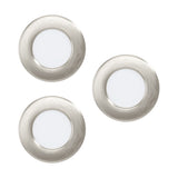 Set 3 spoturi incastrate FUEVA 5, EGLO, LED, 3X2.7W, 3x300lm, lumina calda, otel, nichel mat, plastic, alb, 8.5 x 7.5 x 3 cm, IP20