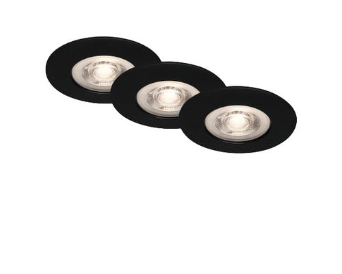 Spoturi incastrabile fixe cu LED integrat Kulana 5W 460 lumeni, 3000K, Ø90 mm, negru, pachet 3 bucati