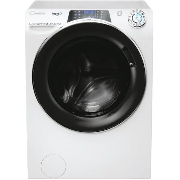 Masina de spalat rufe Candy Rapido Pro RP 596BWMBC/1-S, 9 kg, 1500 RPM, Clasa A, Motor Inverter, Quick&Clean Technology, Steam Hygiene+, WiFi, Easy Iron+, Alb