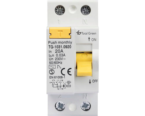 Intreruptor Automat Cu Protectie Diferentiala Total Green Rcbo 1p+n 20a 6ka/30ma, Curba C