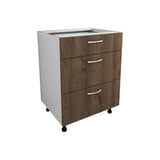 Corp Baza haaus Karo, 3 Sertare, Stejar Bronz/Alb, 60 x 50 x 80 cm
