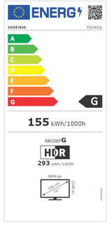 Televizor Mini LED Smart HISENSE 75U9GQ, Ultra HD 4K, 190 cm, Clasa G, Negru