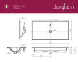 Lavoar ceramica Jungborn Sedici 101 cm alb lucios