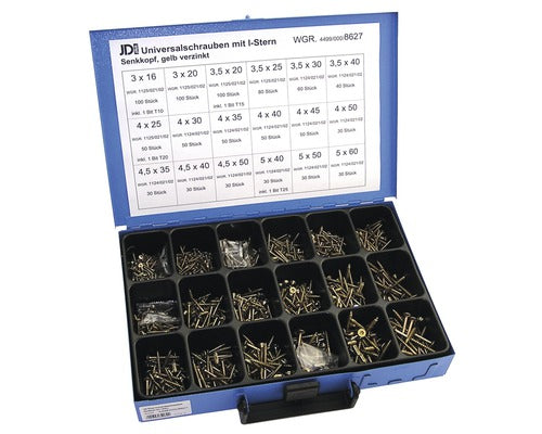 Set Holsuruburi Universale Cu Cap Torx Dresselhaus Jd-plus Otel Zincat Galben, 940 Piese