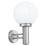 Aplica exterior NISIA, 30205, E27, 1x60W, otel inoxidabil, sticla satinata, alb, 36 x 24 x 20 cm, IP44