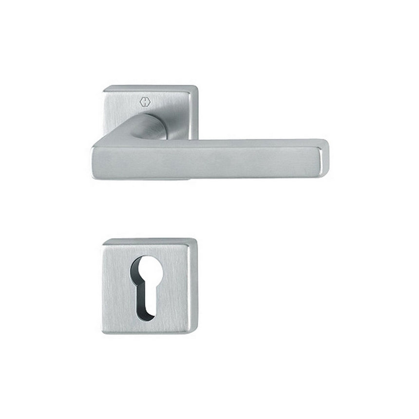 Maner usa interior, Hoppe Dallas, cu rozeta patrata pentru cilindru, material alama, culoare crom satinat, 124x49mm