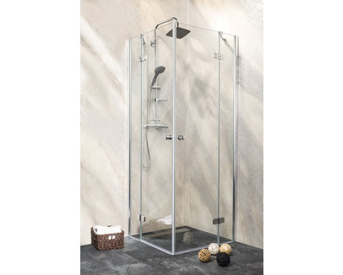 Usa dus batanta Sanotechnik Sanoflex Symphony, 115-117x195 cm, sticla securizata transparenta, profil crom, stanga