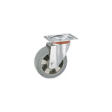 Roata pivotanta metalica & cauciuc plin Tarrox Ø160mm, placa fixare 140x110 mm, pentru sarcini grelee