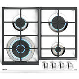 Plita pe gaz Teka GZC 64321 XBN W, 4 ochiuri, 60 cm, gratare fonta, cristal alb