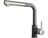 Baterie bucatarie monocomanda cu dus extractibil Guglielmi Impact, cartus cu disc ceramic 35 mm, aerator M24, Fatgranit Basalt