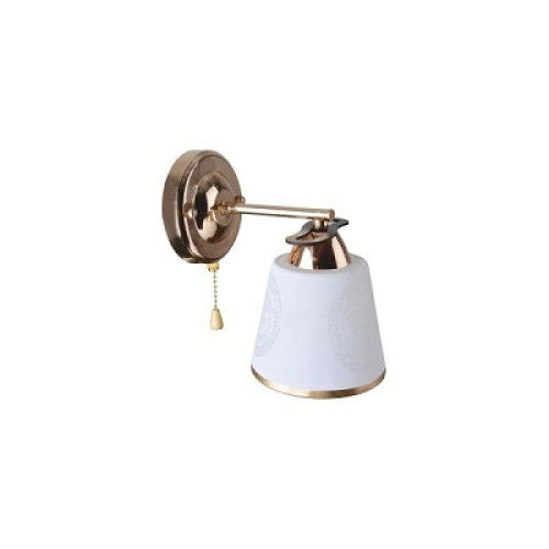 Aplica Alba 1X60W,dulie E27,, auriu,abajur sticla alba cu model