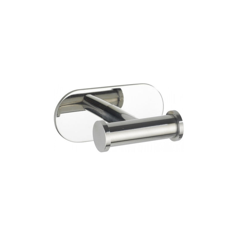 Cuier cu 2 agatatori pentru prosoape, atasare prin lipire Turbo Loc, inox, 10x4.5 cm, Wenko Orea Shine