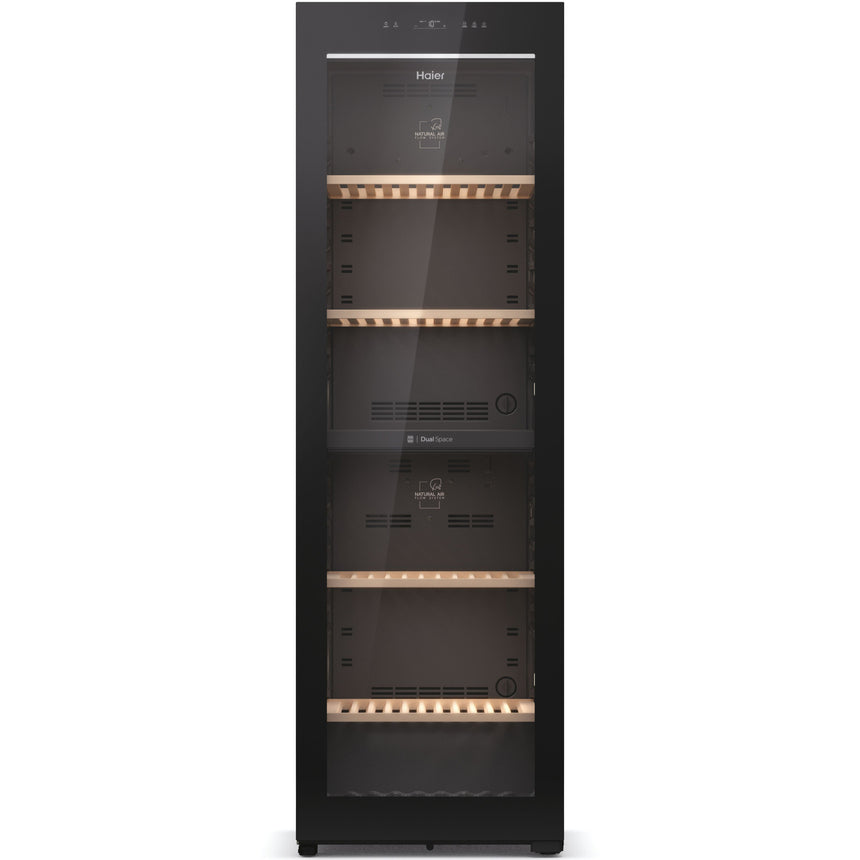 Racitor de vinuri Haier HWS236GDGU1, 236 sticle, Clasa G, WiFi, LED, Dual zone, Usa reversibila, H 190 cm, Negru