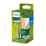 Bec LED cu filament Philips Ultra Efficient, A60, E27, 4W (60W), 840 lm, lumina calda (2700K), Clasa energetica A