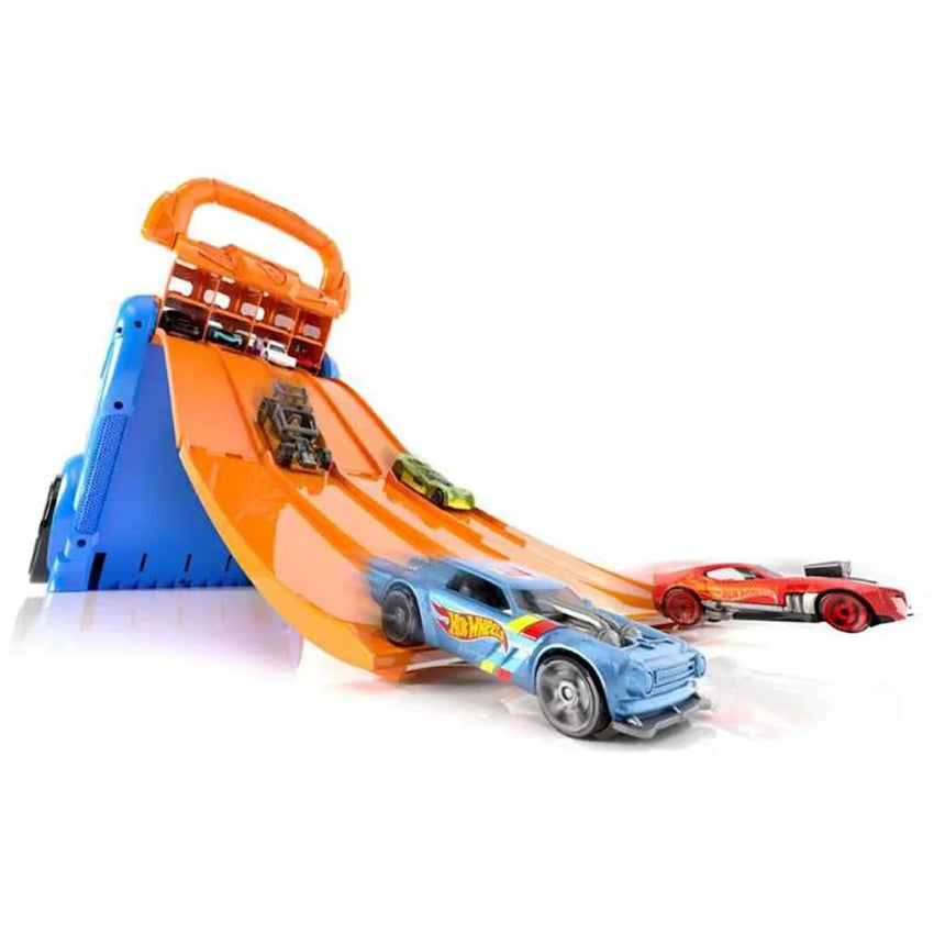 Cutie de Depozitare 2 in 1, Hot Wheels, Launcher and Race, Albastru-Portocaliu