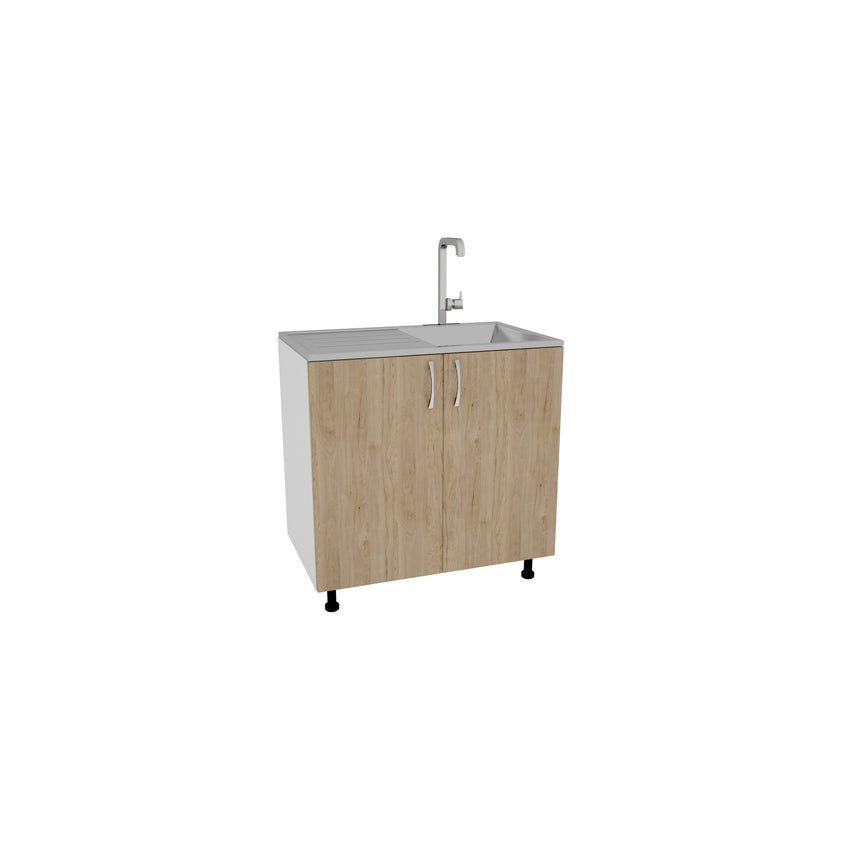 Corp Masca Chiuveta haaus Karo, 2 Usi, Lemn Natural/Alb, 80 x 50 x 80 cm