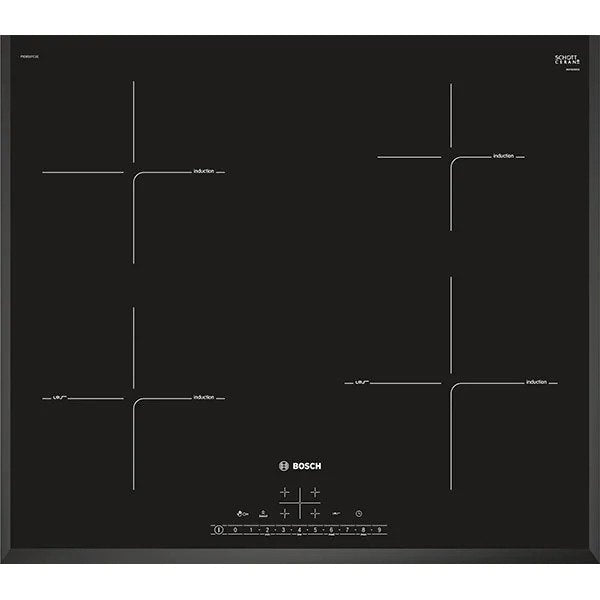 Plita incorporabila Bosch PIF651FC1E, Inductie, 4 zone de gatit, Control Touch, Timer, Negru