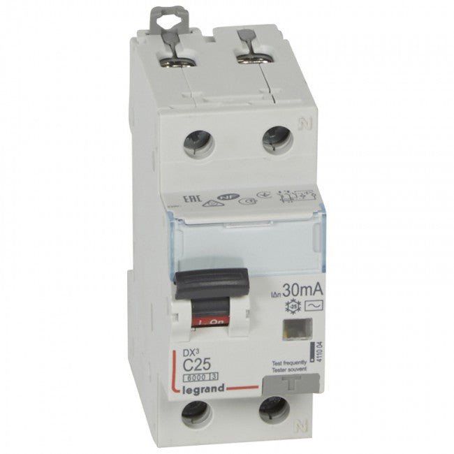 Siguranta automata cu protectie diferentiala 25A P+N, tip AC, 30mA, 6kA, Legrand