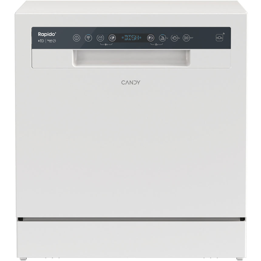 Masina de spalat vase compacta Candy CP 8F9FFW, 8 seturi, 8 programe, Wifi + BLE, Clasa F, 55 cm, Alb