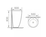 Lavoar Freestanding Rotund, 50 cm, Alb Lucios, P2066