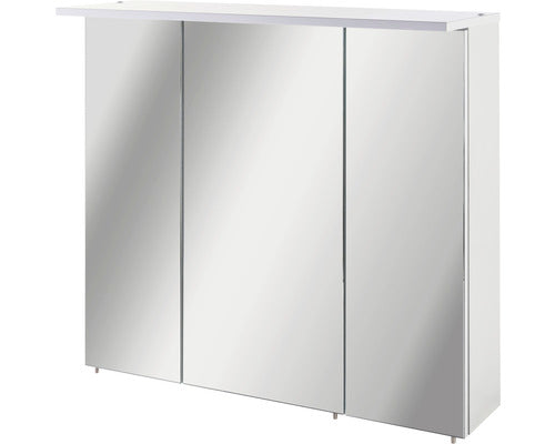 Dulap Baie cu Oglinda Profil, 3 Usi, PAL, 90x72,3 cm, Alb