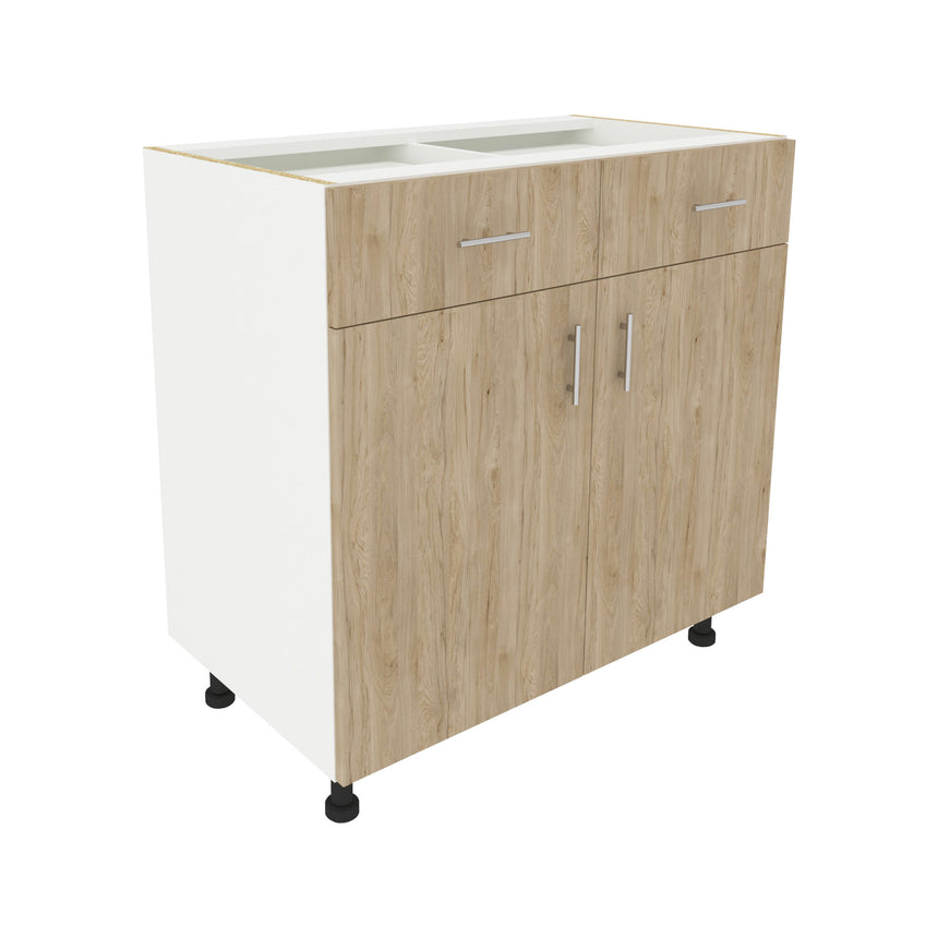 Corp Baza haaus Karo, 2 Sertare, 2 Usi, Lemn Natural/Alb, 80 x 50 x 80 cm