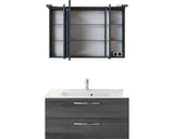 Set Mobilier Baie Pelipal Kumba 107, incl. Baza Lavoar, Lavoar si Oglinda cu Iluminare LED, Grafit