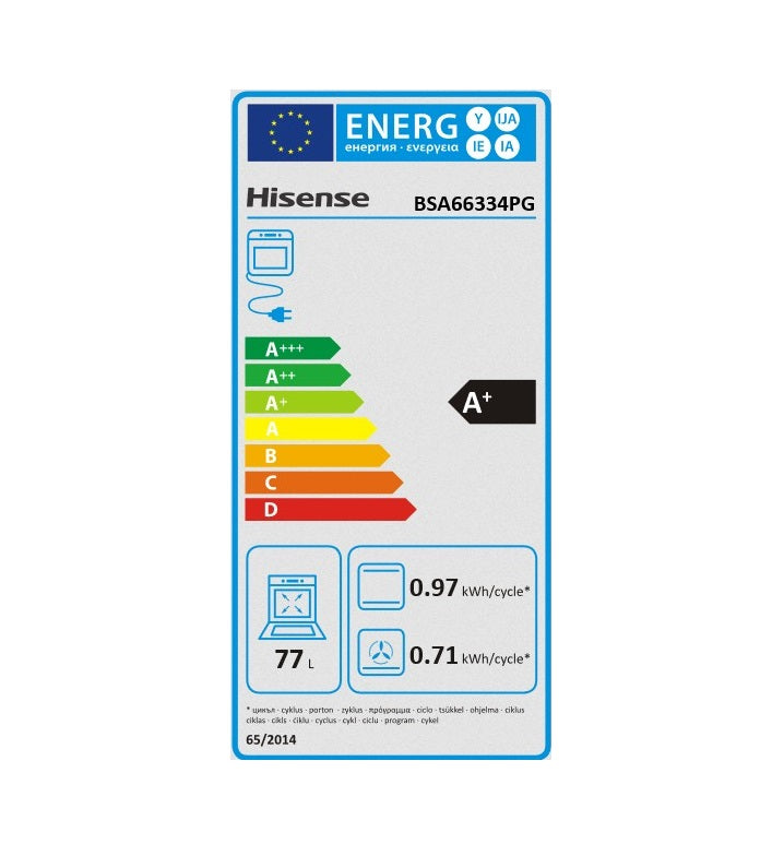 Cuptor Incorporabil HISENSE BSA66334PG, Electric, Autocuratare Pirolitica, 77 l, Clasa A+, Negru