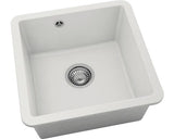Chiuveta Bucatarie Cu O Cuva Fat Avangard 222 46x46 Cm Fara Picurator, Montare Sub Blat, Fatgranit Pure White