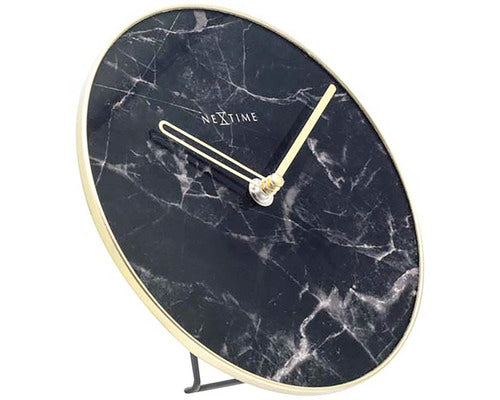 Ceas De Masa Nextime Marble Negru/auriu Ø 20 Cm