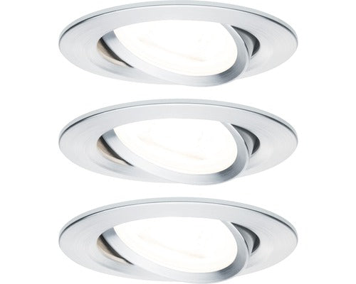 Spoturi Led Incastrate Nova Gu10 6, 5w Ø84 Mm, Becuri Led Incluse, Nuanta Aluminiu, Pachet 3 Bucati