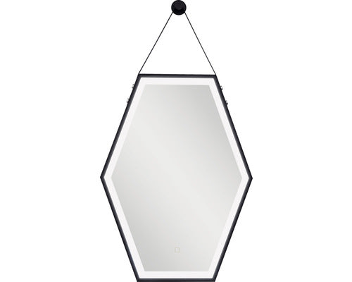 Oglinda baie hexagonala cu iluminare LED Sanotechnik Soho 60x80 cm negru