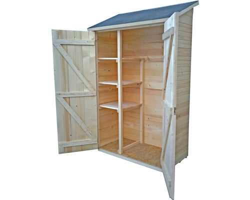 Magazie Gradina Habrita Cu Rafturi Lemn Masiv 120x60 Cm
