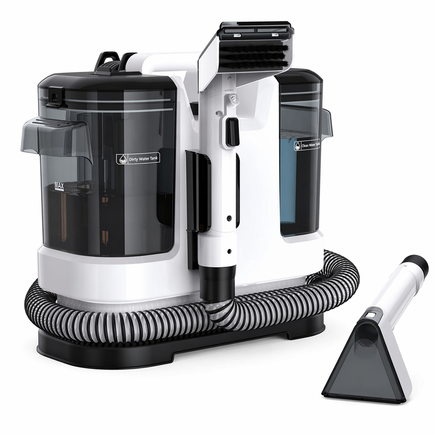Aspirator Spalare Tapiterie Lubluelu V6, 450W, 1.75L, Rezervor Dublu, Curatare Canapea, Saltea, Auto, Alb