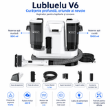 Aspirator Spalare Tapiterie Lubluelu V6, 450W, 1.75L, Rezervor Dublu, Curatare Canapea, Saltea, Auto, Alb