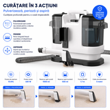 Aspirator Spalare Tapiterie Lubluelu V6, 450W, 1.75L, Rezervor Dublu, Curatare Canapea, Saltea, Auto, Alb