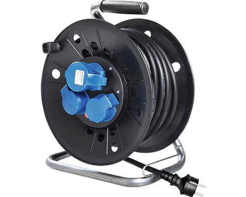 Prelungitor Electric Pe Tambur De Plastic 3 Prize (2+ 1 Trifazata) 40m Cablu Cauciuc 3x1, 5 Mm², Pentru Exterior Ip44